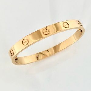 Gold Screw Motif Cuff Bangle Bracelet